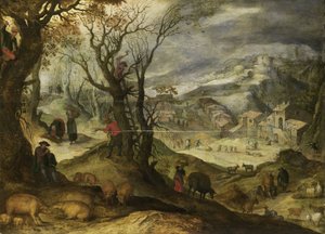 Vinterlandskap av Paul Bril (copy after)