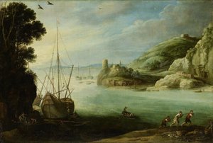 Bergig havskust av Paul Bril