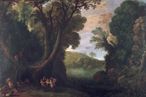 Landskap med satyrer och mytologiskt landskap