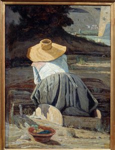 Tvätterska. Målning av Paul Camille Guigou (1834-1871)