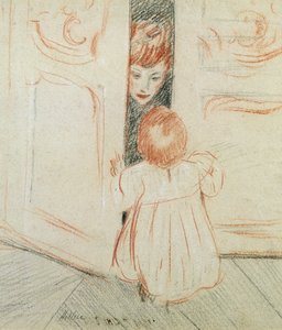 Hide and Seek (färgpenna på papper) av Paul Cesar Helleu