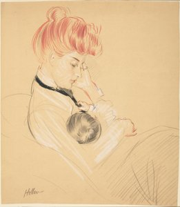 Madame Helleu Cradling Paulette in Her Arms av Paul Cesar Helleu