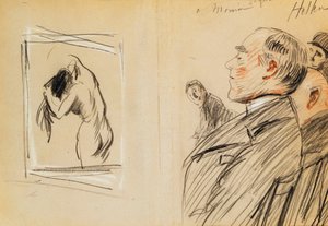 Monsieur Fiquet beundrar en pastell av Degas av Paul Cesar Helleu