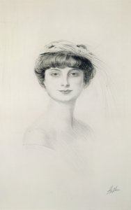 Porträtt av Anna de Noailles (1876-1933) (torrnål på papper) av Paul Cesar Helleu