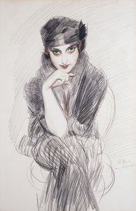 Porträtt av en dam, möjligen Madam Van Cleef av Paul Cesar Helleu
