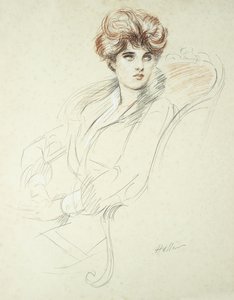 Porträtt av en kvinna, sittande, av Paul Cesar Helleu