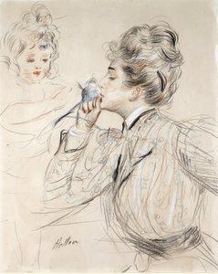 Parfymen (träkol, pastell och sangvin på kartong av Paul Cesar Helleu