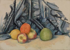 Äpplen och tyg av Paul Cézanne