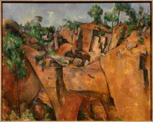 Bibemus stenbrott Bärare av stenar från Bibemus mellan Aix en Provence och Montagne Sainte Victoire. Målning av Paul Cezanne (1839-1906) 1895 Essen. Folkwang Museum - Bibemus Quarry. Bibemus stenbrott mellan Aix en Provence och Sainte Victoire av Paul Cézanne