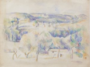 Hus och lund, ca 1890 (penna och akvarell på papper) av Paul Cézanne