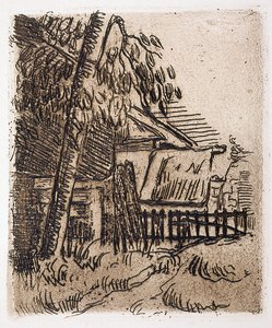Landskap vid Auvers, gårdsingång på Rue St. Remy (etsning) av Paul Cézanne