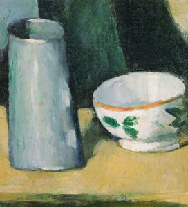 ""Skål och mjölkkanna stilleben"" (Skål och mjölkkanna) Målning av Paul Cezanne (1839-1906) - ca 1873-1877 - Olja på duk Dim 20x18,1 cm Bridgestone Museum of Art av Paul Cézanne