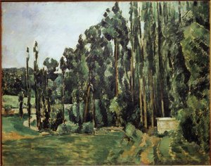 Poplar - olja på duk av Paul Cézanne