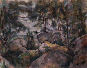 Stenar i skogen av Paul Cézanne