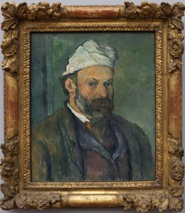 Självporträtt. Målning av Paul Cezanne (1839-1906), olja på duk omkring 1880. Fransk konst av Paul Cézanne