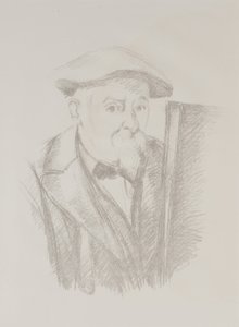 Självporträtt före ett staffli av Paul Cézanne