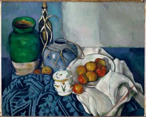 Stilleben med äpplen (olja på duk) av Paul Cezanne