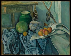 Stilleben med en ingefärskruka och auberginer av Paul Cézanne
