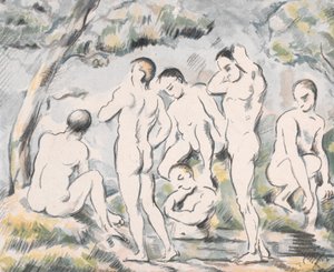 ”Badarna” (liten tavla) av Paul Cézanne