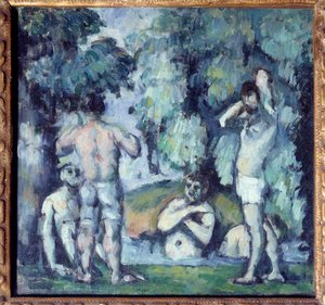 De fem badarna målning av Paul Cezanne (1839-1906) 1875 Sön. 0,24x0,25 m Paris, Musee d