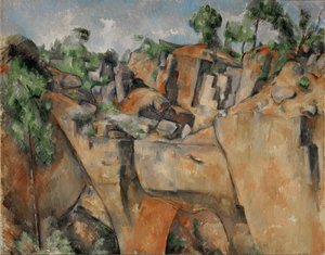 Stenbrottet vid Bibemus, Provence, Frankrike (målning på duk) av Paul Cezanne