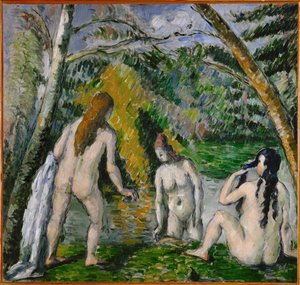 Tre badande (målning på duk) av Paul Cezanne