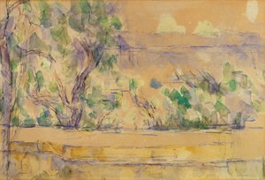 Utsikt tagen i studion i Lauves (akvarell över penna på papper) av Paul Cézanne
