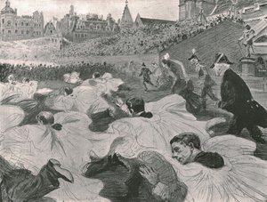 "I brådska att se kungen och drottningen lämna klostret", 1902. av Paul Charles Renouard