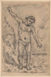 Badare med utsträckta armar (recto); Studie av ett träd (verso) av Paul Cézanne