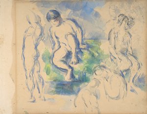 Badande recto, Stilleben verso, ca. 1890 recto - 1900 verso. av Paul Cézanne