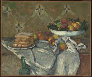 Fruktskål och tallrik med kex, ca 1877 (olja på duk) av Paul Cézanne
