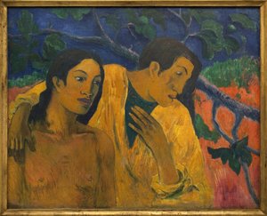 Flygning (tahitisk idyll). Målning av Paul Gauguin (1848-1903), Olja på duk av Paul Cézanne