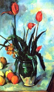 Vas med tulpaner av Paul Cézanne
