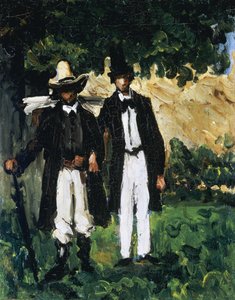Marion och Valabregue poserar för en bild, 1866 av Paul Cézanne
