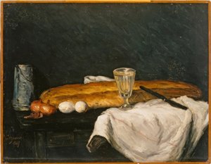 Stilleben: Bröd och ägg av Paul Cézanne