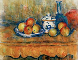 Äpplen, karaff och sockerskål av Paul Cézanne