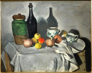 Stilleben (frukter och rätter) av Paul Cézanne