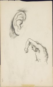 Studier efter Luca Signorelli: ett öra och en mansfigur, c.1877-80 av Paul Cézanne