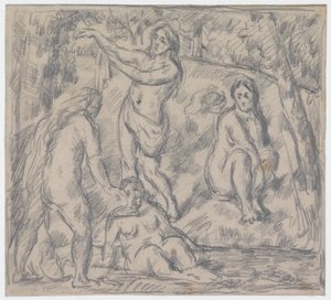 Studie av fyra kvinnor som badar av Paul Cézanne