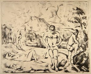 The Bathers, ca 1898 (litho) av Paul Cézanne
