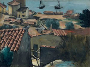 Fiskarbyn vid L"Estaque; Fiskebyn vid l"Estaque, ca 1870 av Paul Cézanne
