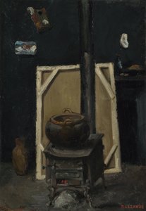 Kaminen i studion, ca 1865 av Paul Cézanne