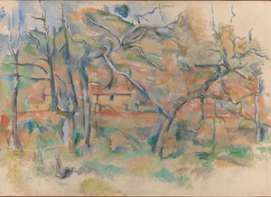 Träd och hus, Provence, ca 1885 (olja på duk) av Paul Cézanne
