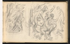 Två studier för "The Judgment of Paris" eller "The Amorous Shepherd" av Paul Cézanne