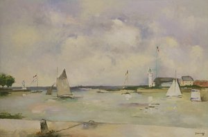 Ingång till hamnen i Honfleur (panel) av Paul Elie Gernez
