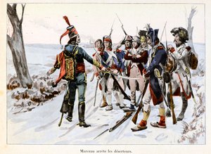 Marceau arrete des deserteurs: Francois-Severin Desgraviers Marceau (1769-1796) fängslar soldaterna från den republikanska armén i Vendee (85) - Illustration av Emile Boutigny (1853-1929) I "Hoche-Marceau-Desaix" av Theodore Cahu ( 1854-1928) - Privat kol