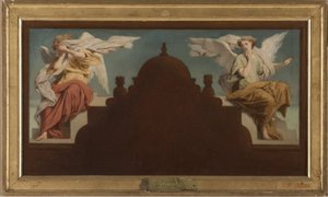 Skiss till kyrkan Saint-Etienne-du-Mont: Deux anges assis, 1874 (olja på duk) av Paul Felix Guerie