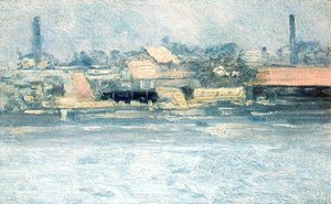 Battersea Waterfront (olja på duk)