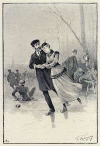 Illustration för Anna Karenina: Levin och Kitty på isen (litho)