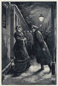 Illustration för Anna Karenina: Vronsky möter Anna på stationen (litho)
